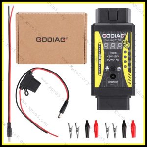 Godiag GT106 Plus diagnostic tool full set – OBD2 adapter with cables, clips, and retail box for professional ECU programming
