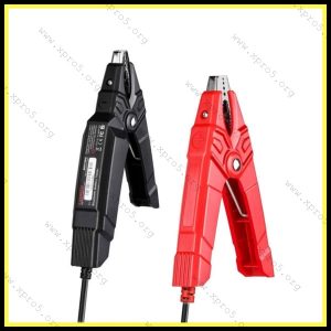 Launch BST-360 Bluetooth battery tester vertical view – red and black clamps for 12V automotive diagnostics